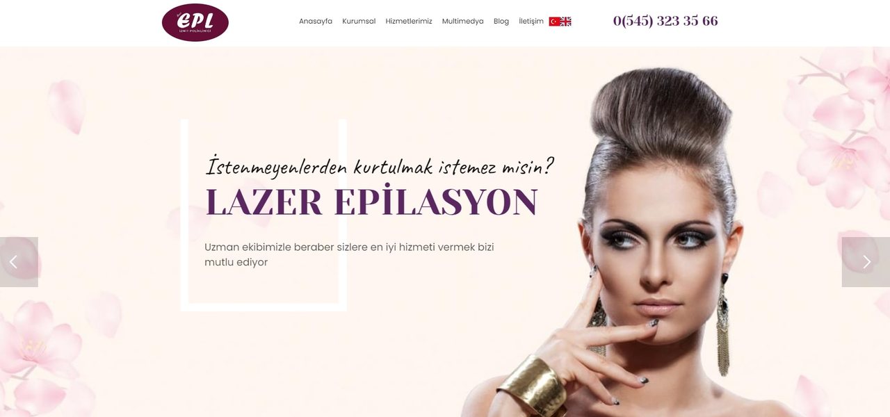 EPL Güzellik web sitesi ana sayfası