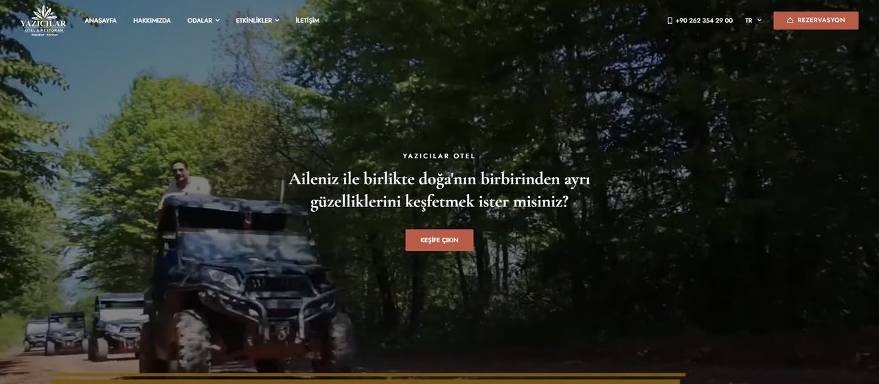 Yazıcılar Otel web sitesi ana sayfası